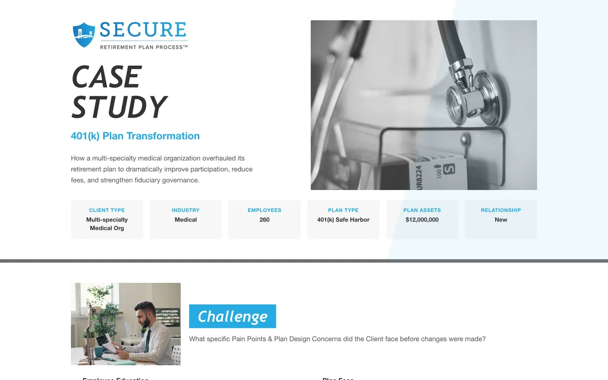 The case study landing page with a headline and summary figures.